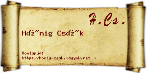 Hönig Csák névjegykártya